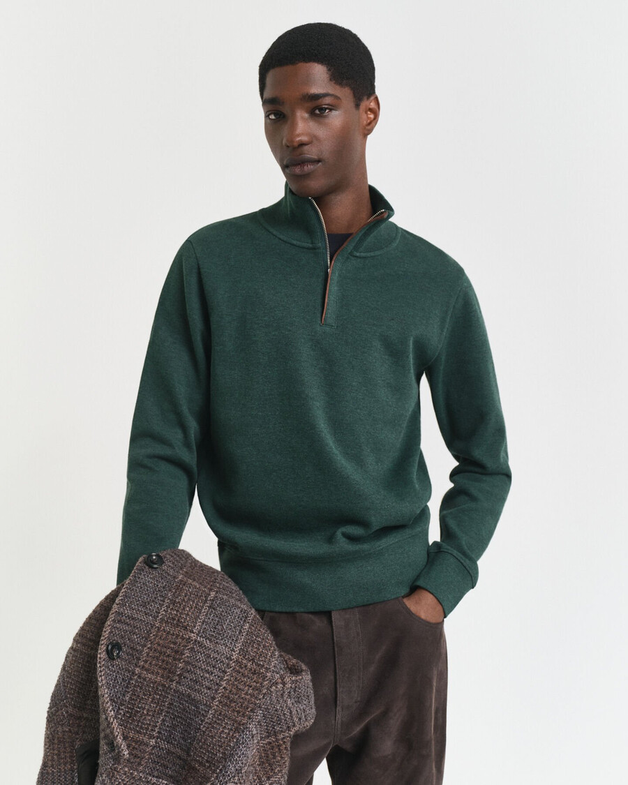 bluza sacker rib halfzip w kolorze tartan green