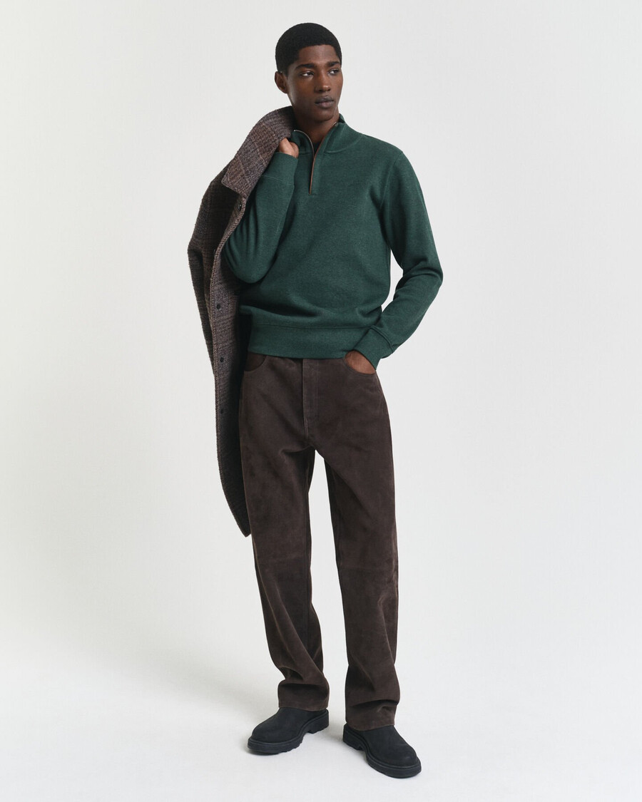 bluza sacker rib halfzip w kolorze tartan green