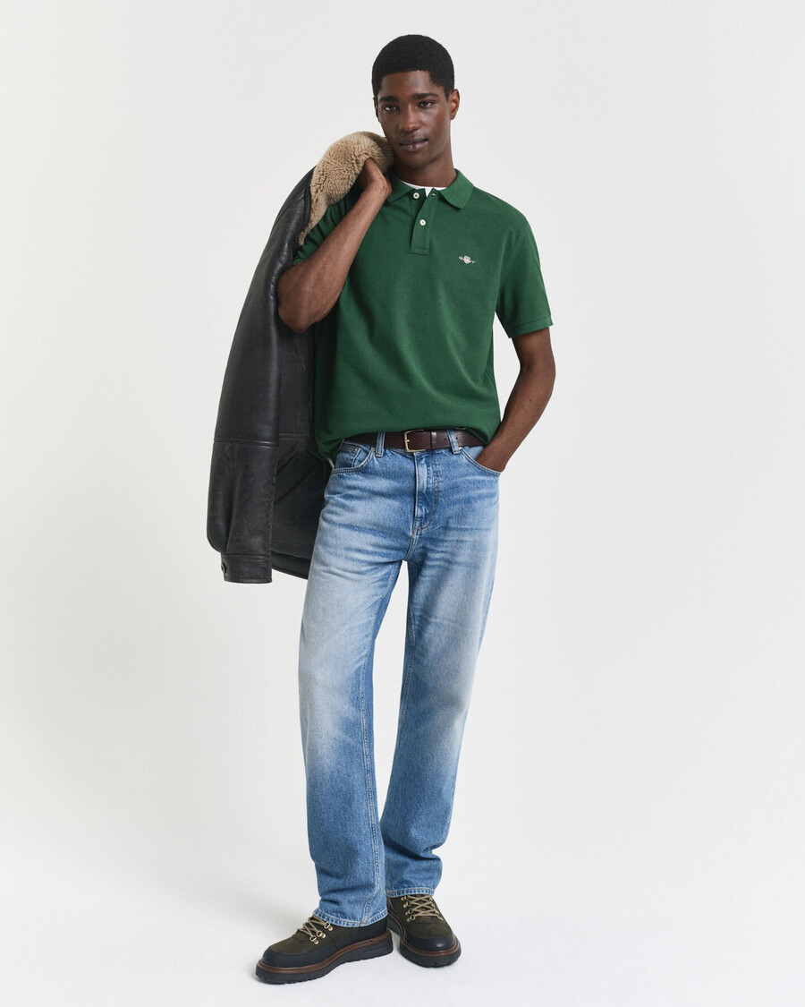 koszulka polo z piki shield regular fit w kolorze leśnej zieleni
