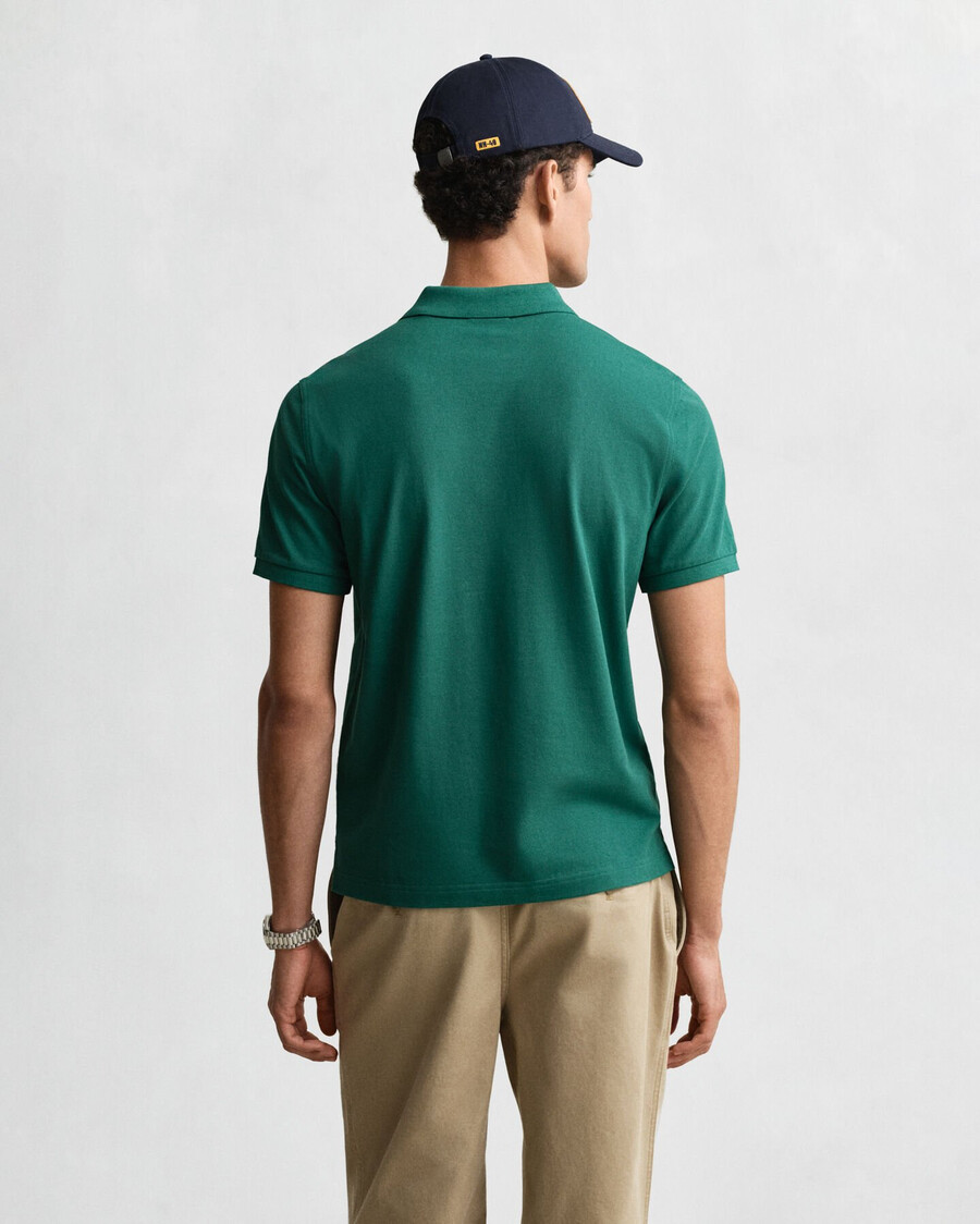 koszulka polo z piki shield regular fit w kolorze głębokiej zieleni leśnej
