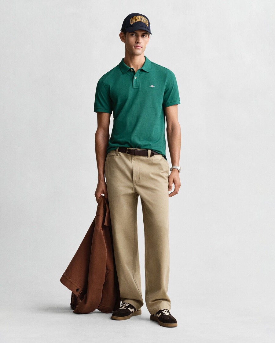 koszulka polo z piki shield regular fit w kolorze głębokiej zieleni leśnej
