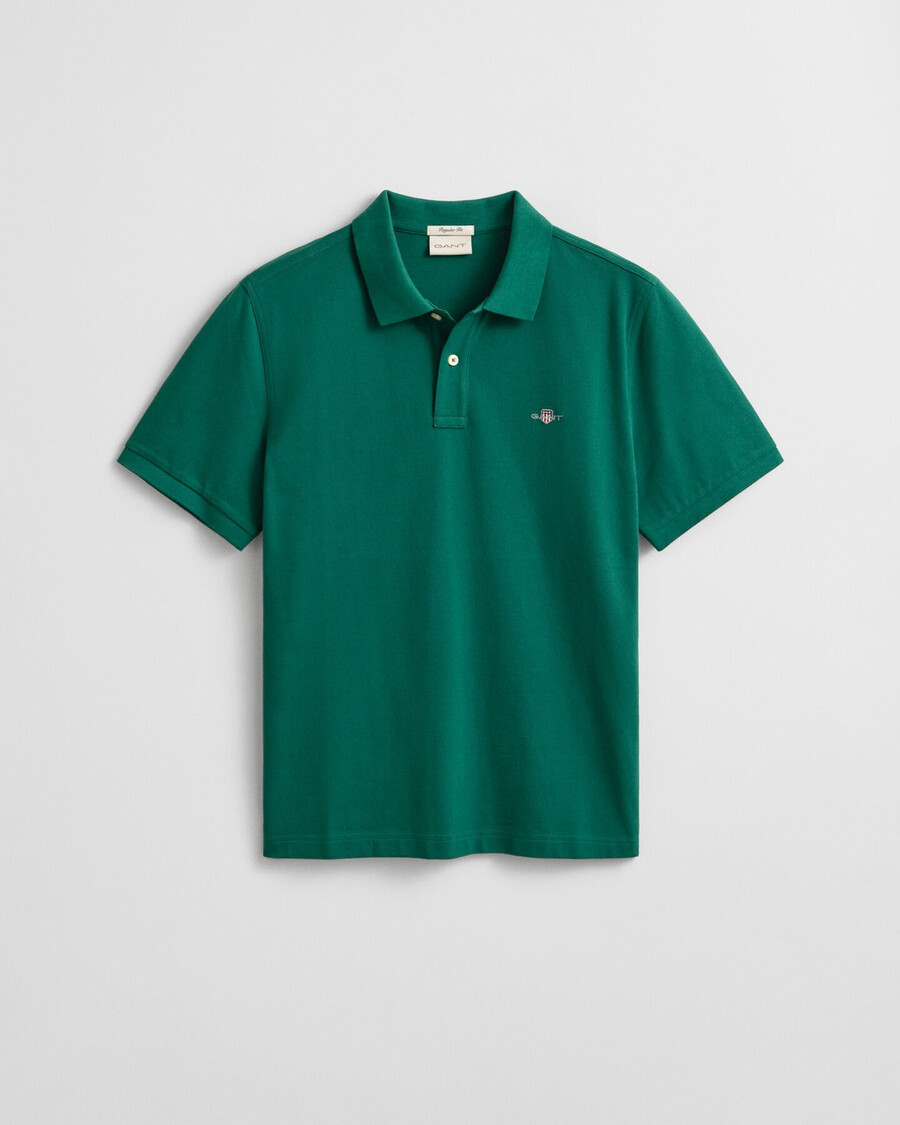 koszulka polo z piki shield regular fit w kolorze głębokiej zieleni leśnej