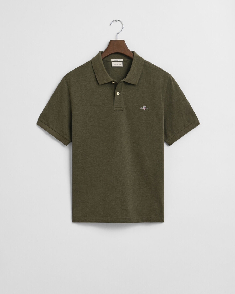 koszulka polo z piki shield regular fit w kolorze khaki i zielonego melanżu