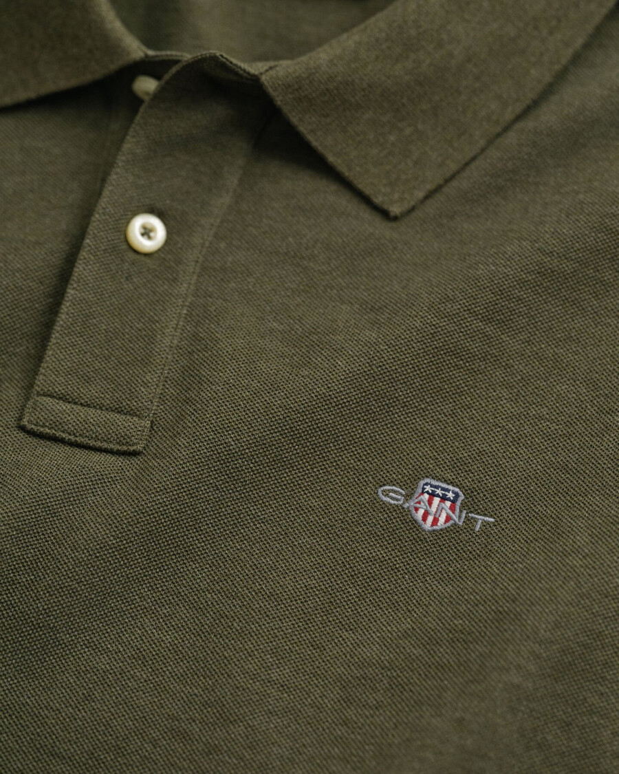 koszulka polo z piki shield regular fit w kolorze khaki i zielonego melanżu