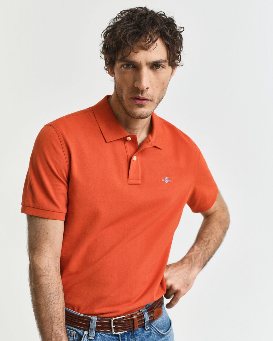 koszulka polo z piki shield regular fit w kolorze głębokiej pomarańczy
