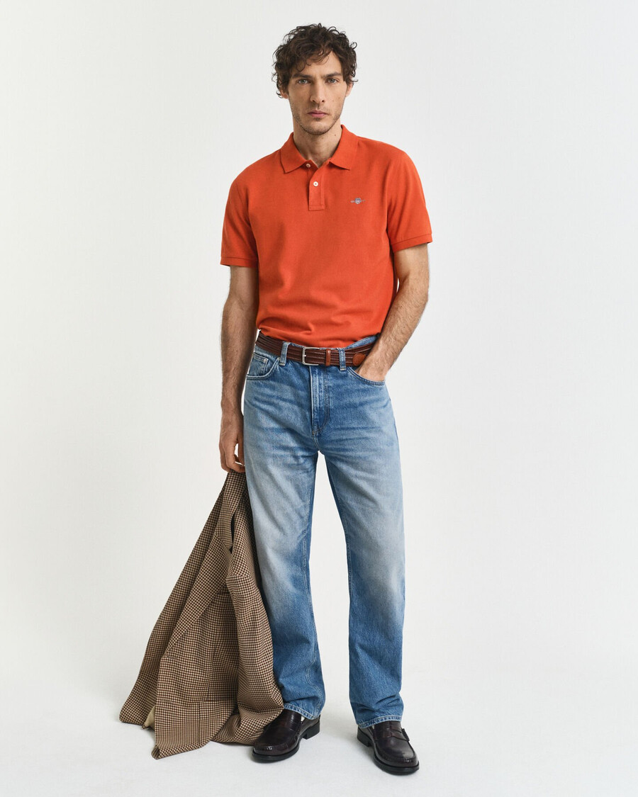 koszulka polo z piki shield regular fit w kolorze głębokiej pomarańczy