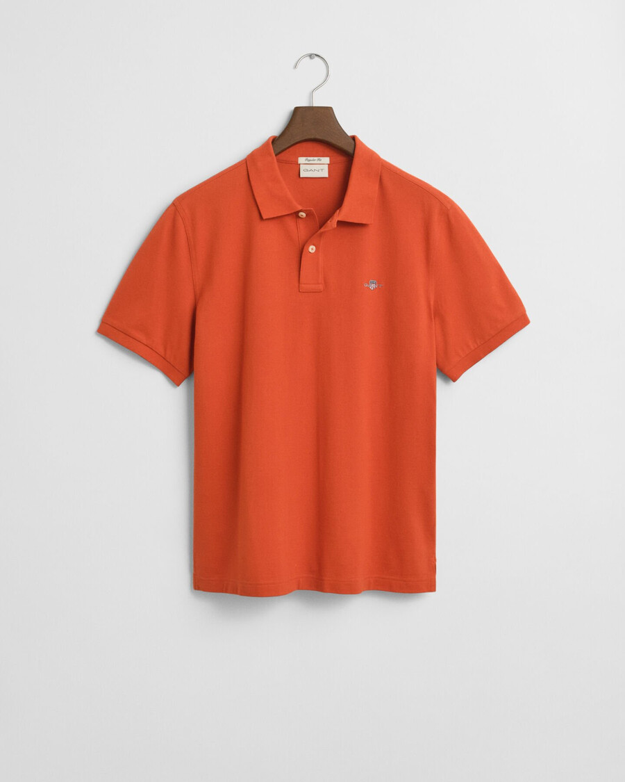 koszulka polo z piki shield regular fit w kolorze głębokiej pomarańczy
