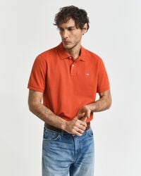 koszulka polo z piki shield regular fit w kolorze głębokiej pomarańczy
