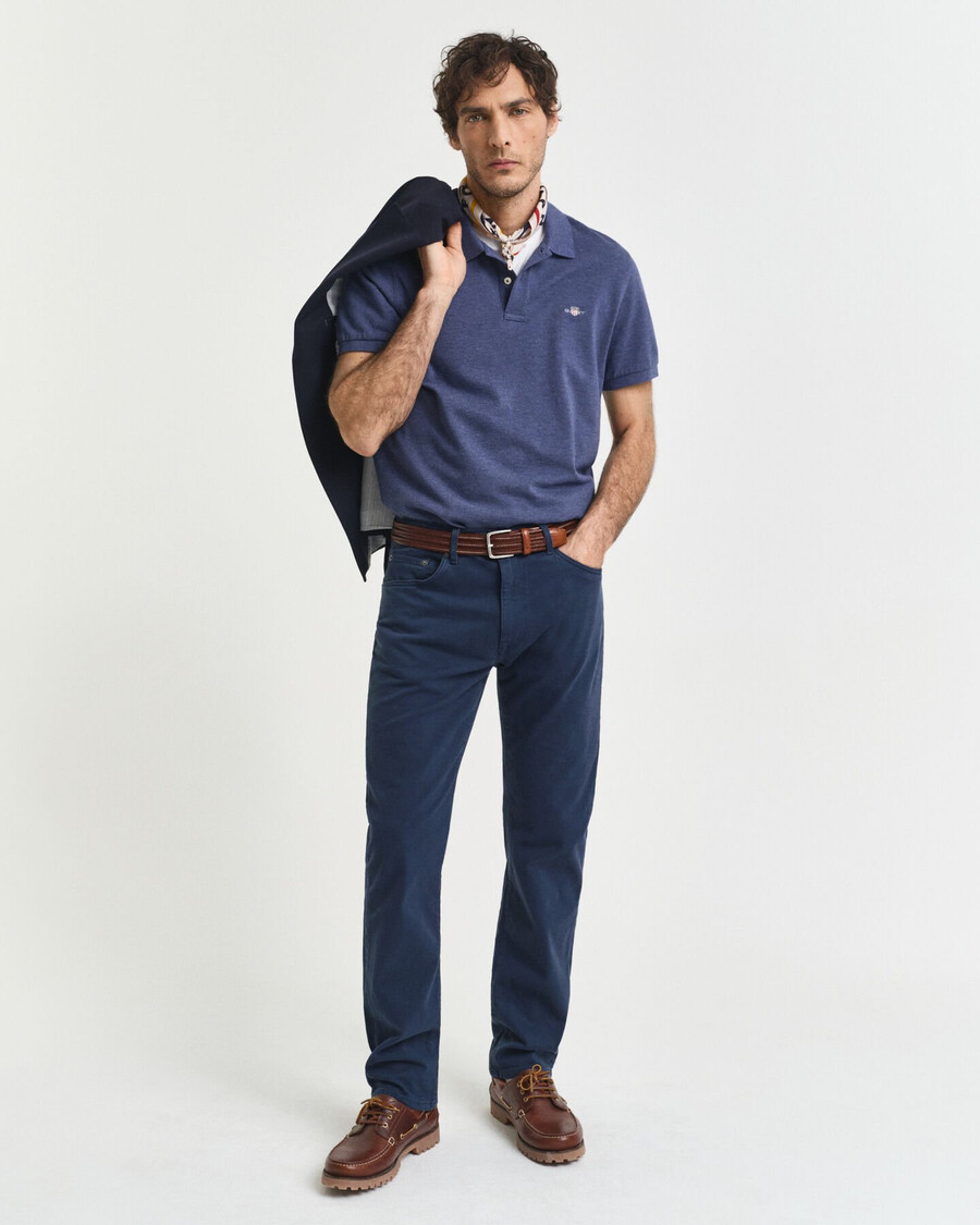 koszulka polo shield piqué o regularnym kroju – dk jeansblue melange