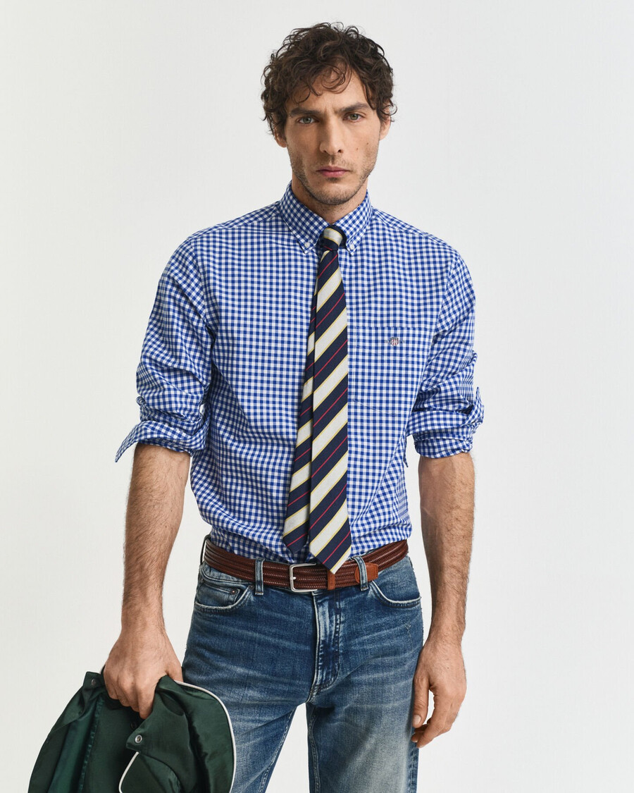 koszula poplinowa w kratkę gingham o regularnym kroju – college blue