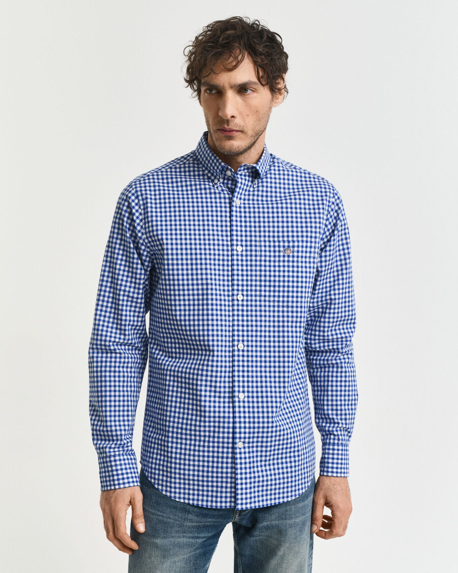 koszula poplinowa w kratkę gingham o regularnym kroju – college blue