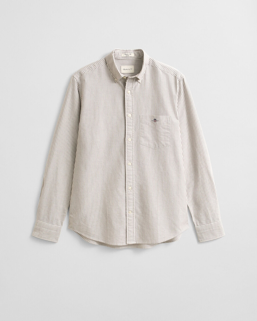 koszula banker stripe classic oxford o regularnym kroju – mahoniowy brąz