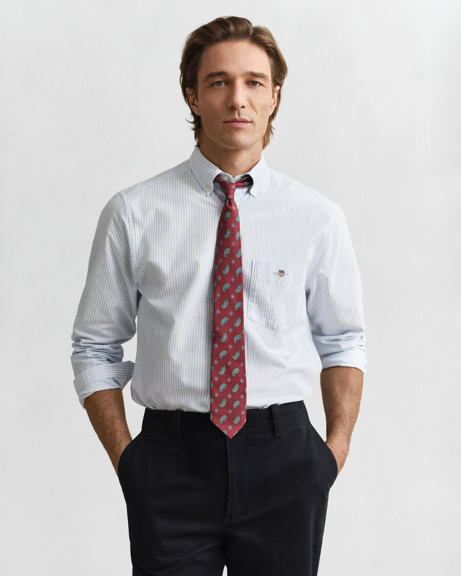koszula banker stripe classic oxford o regularnym kroju – jasnoniebieska