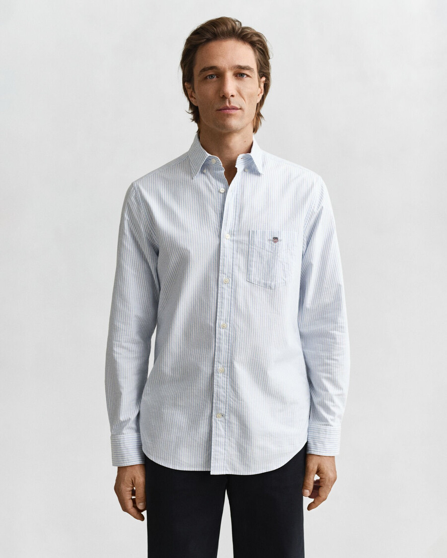 koszula banker stripe classic oxford o regularnym kroju – jasnoniebieska