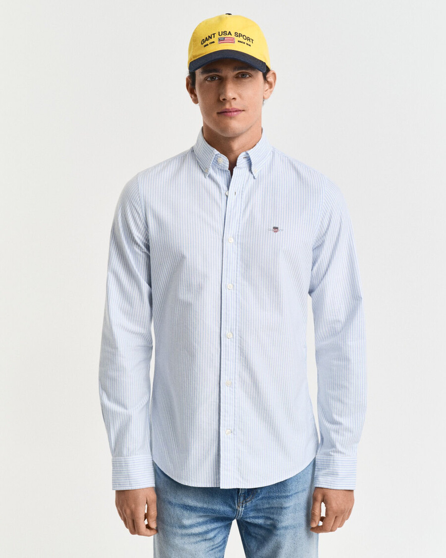 koszula banker stripe classic oxford o dopasowanym kroju – jasnoniebieska