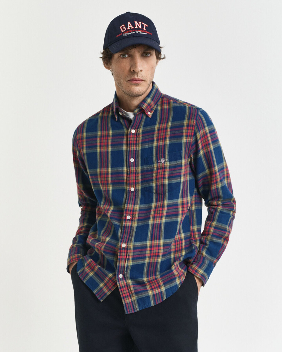 koszula z twillu w kratkę w kolorze indygo regular fit – indygo
