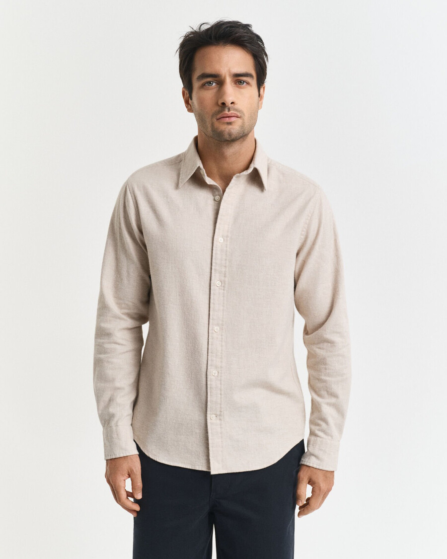 koszula flanelowa regular fit melange – jasnobeżowy melanż