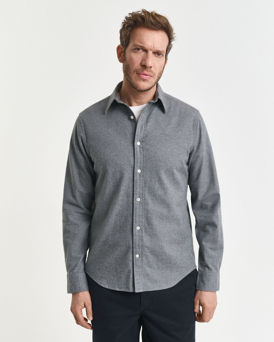 koszula flanelowa regular fit melange – ciemnoszary melange
