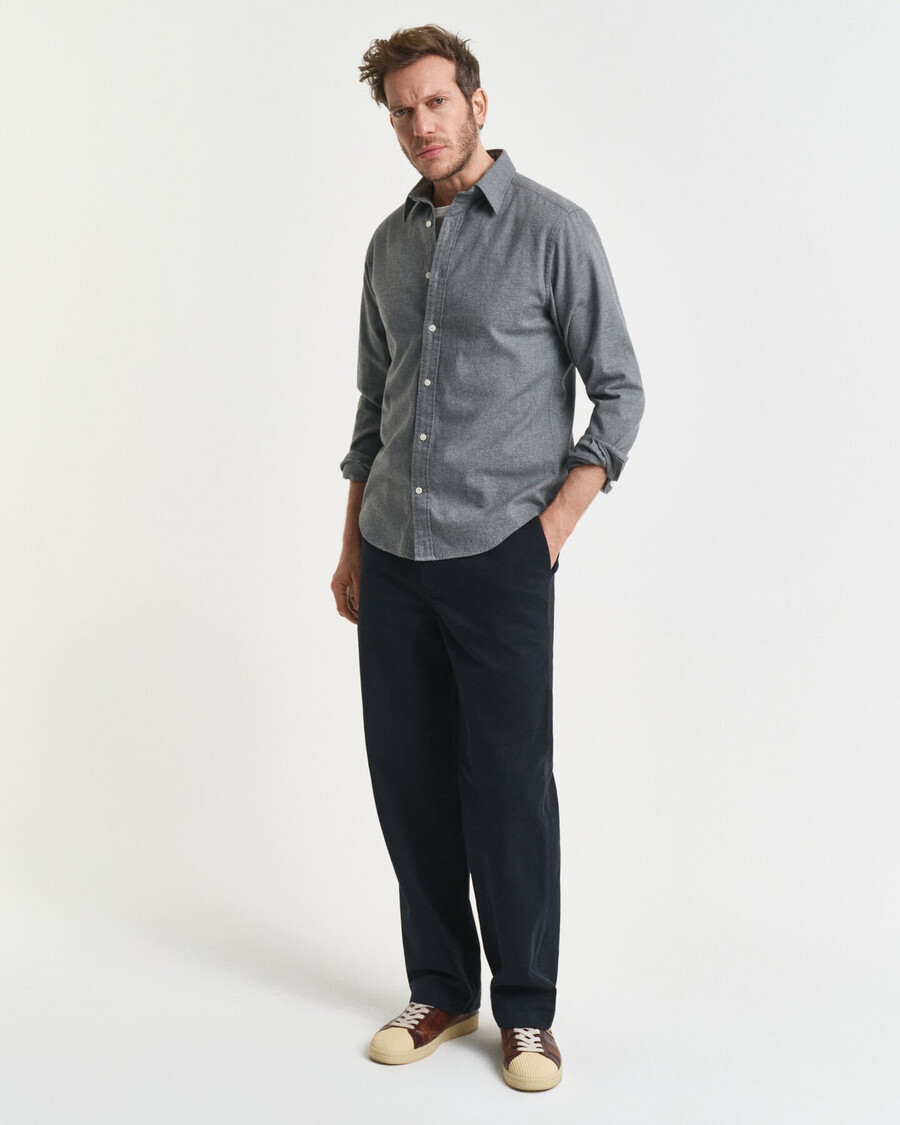 koszula flanelowa regular fit melange – ciemnoszary melange