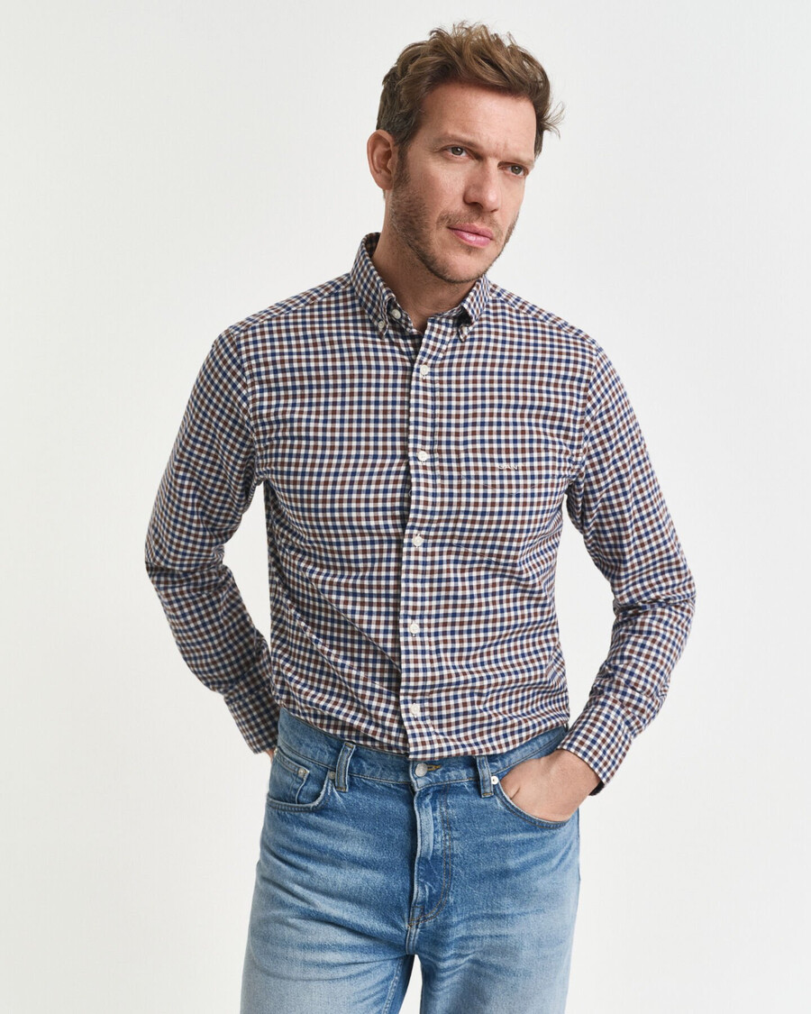 koszula gingham twill o regularnym kroju – mahoniowy brąz