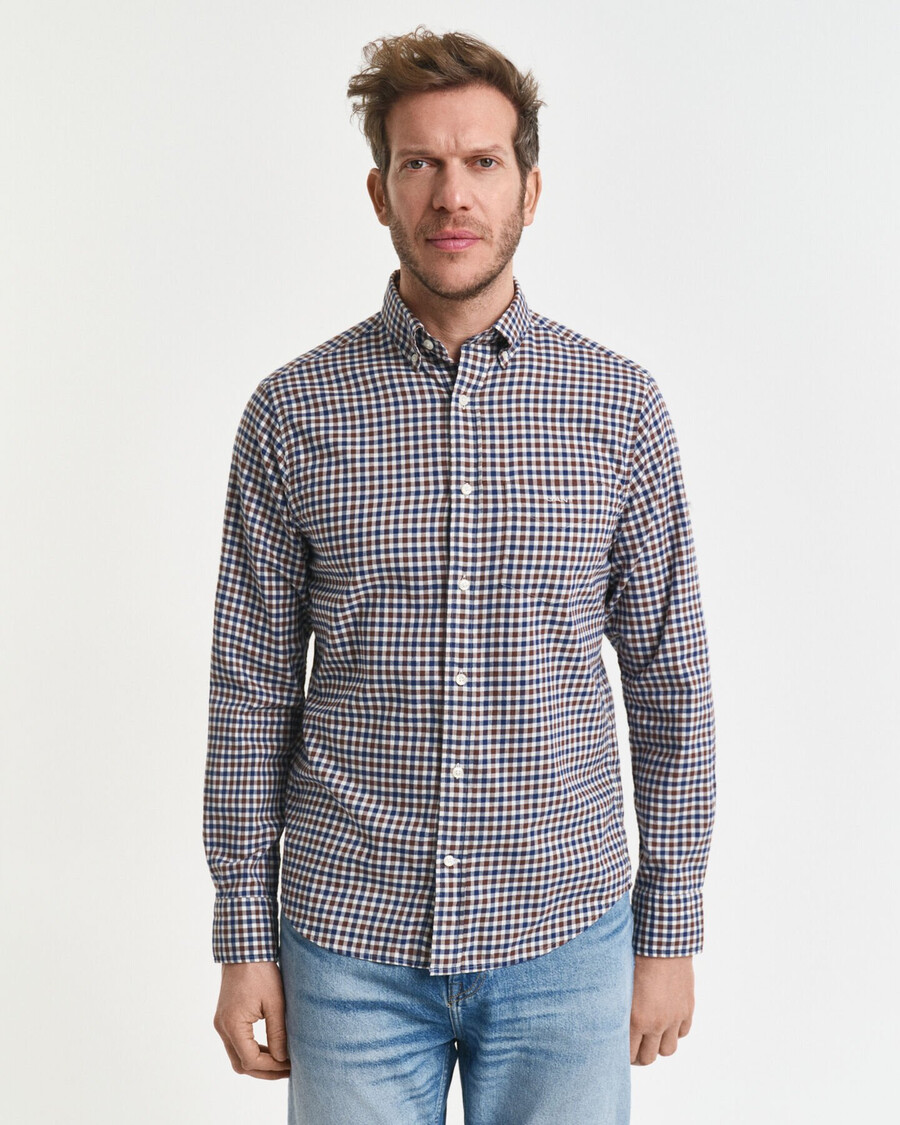 koszula gingham twill o regularnym kroju – mahoniowy brąz