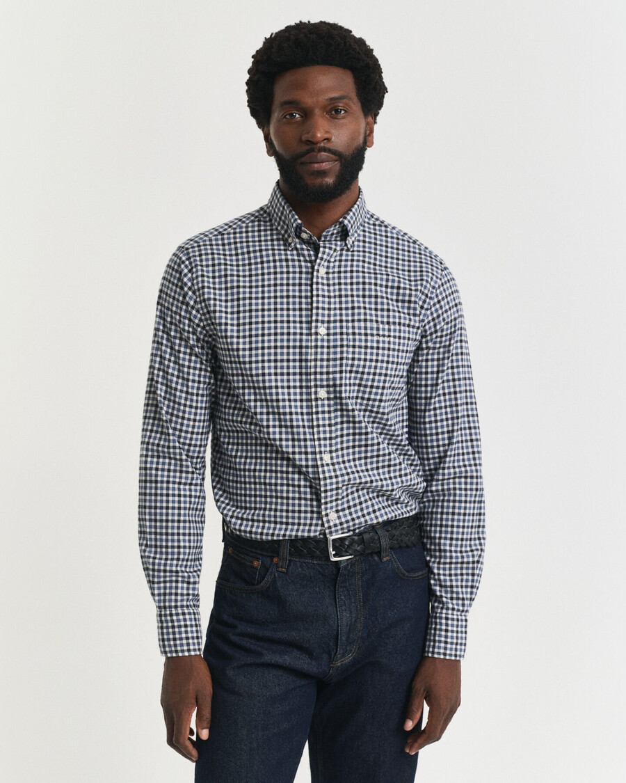 koszula gingham twill o regularnym kroju – granatowa