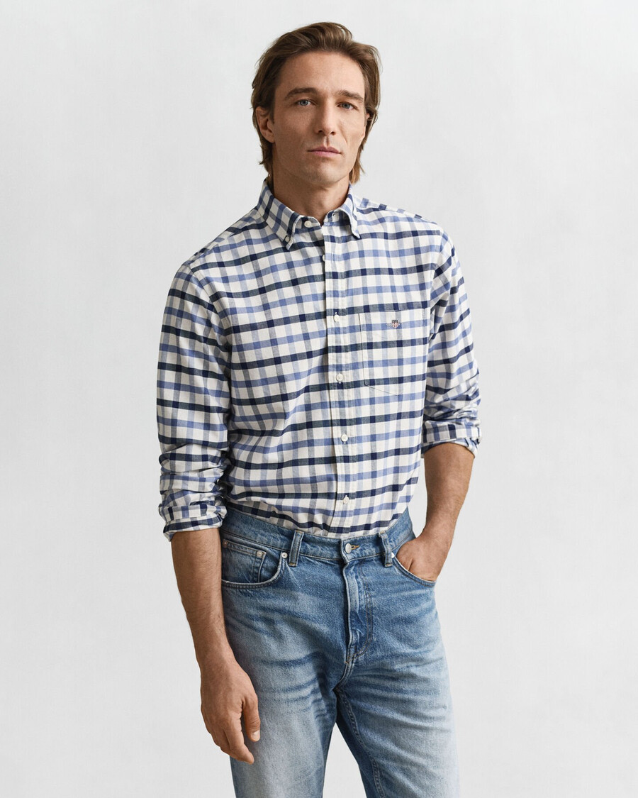 koszula oxford w kratkę regularny krój – sprany denim