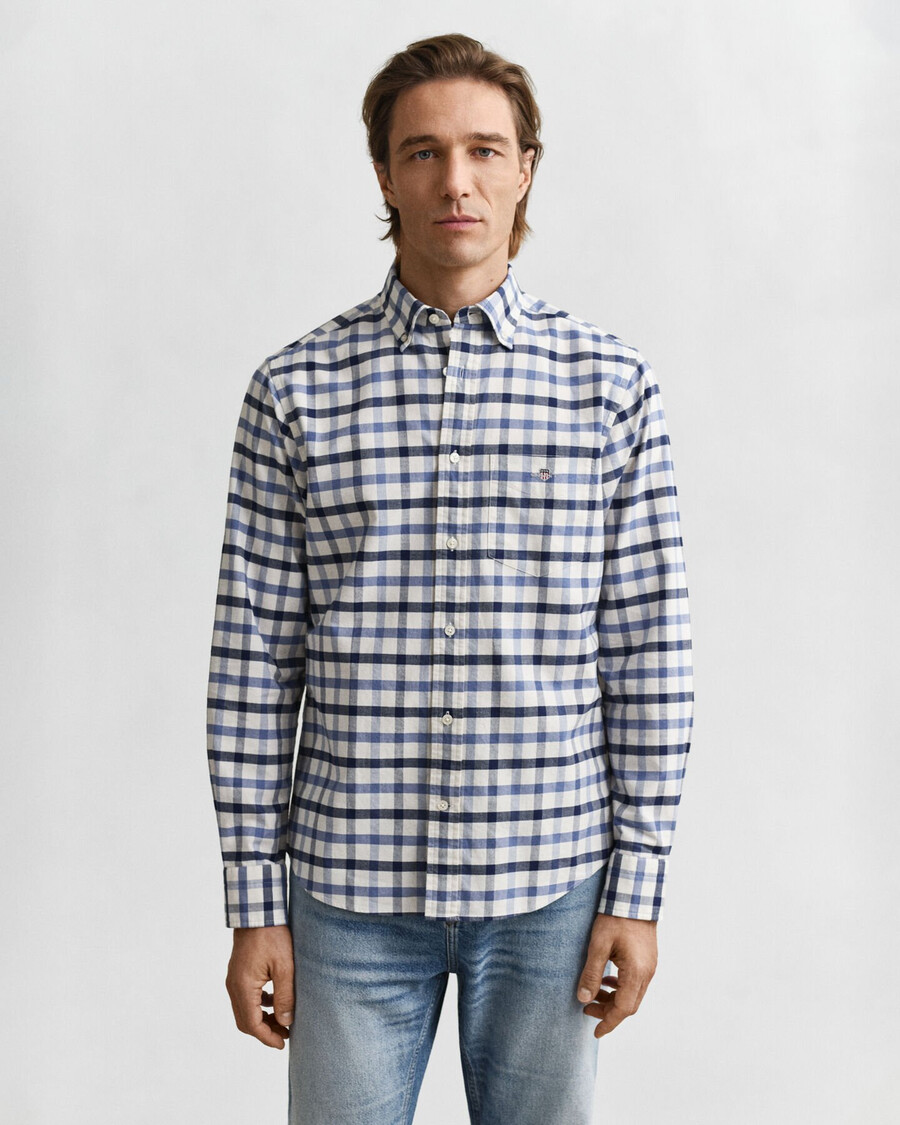 koszula oxford w kratkę regularny krój – sprany denim