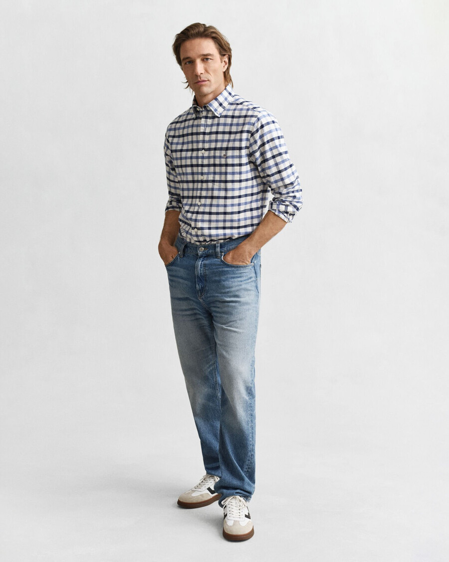 koszula oxford w kratkę regularny krój – sprany denim