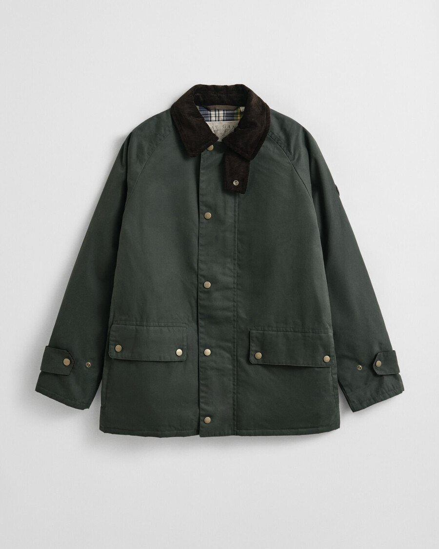 kurtka waxed barn – woody green