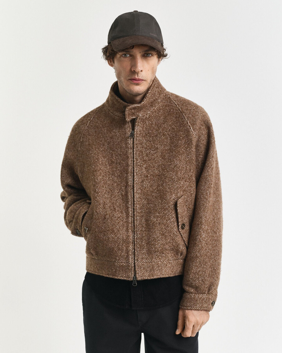 kurtka harrington z wełny – ciepła khaki