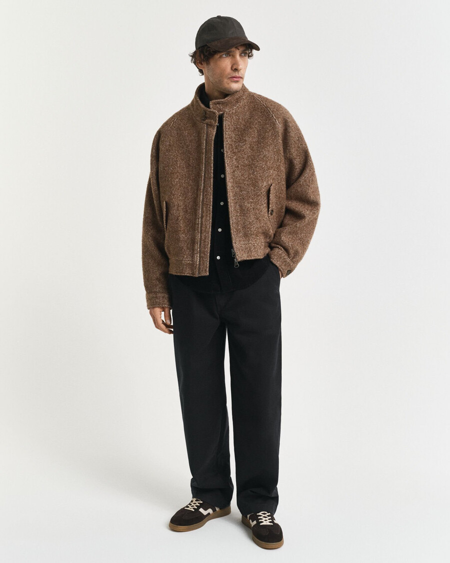 kurtka harrington z wełny – ciepła khaki