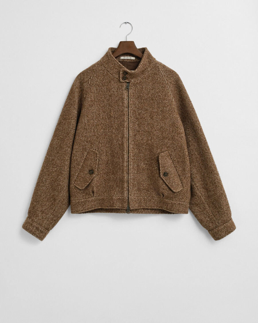 kurtka harrington z wełny – ciepła khaki