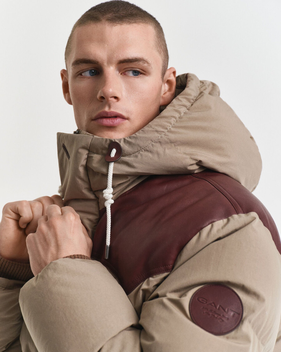 parka bawełniana z puchu gęsiego – karmelowo-beżowa