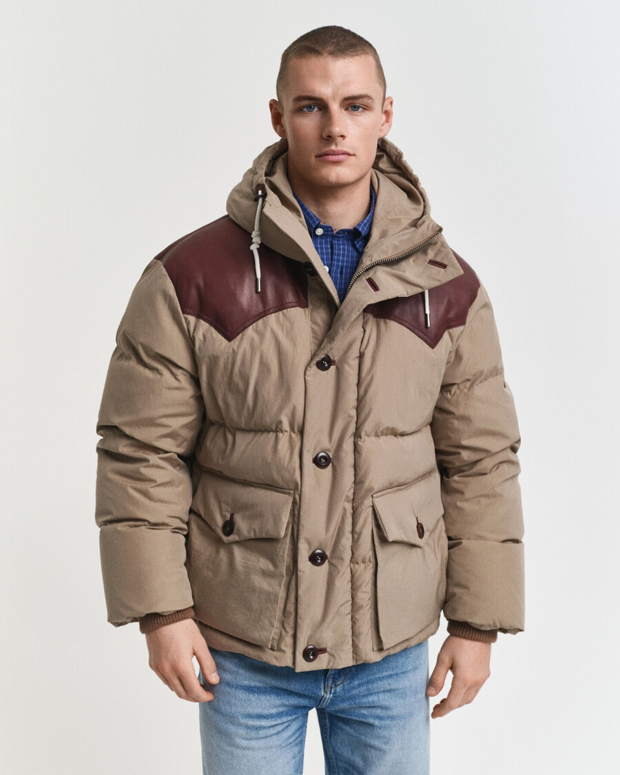 parka bawełniana z puchu gęsiego – karmelowo-beżowa