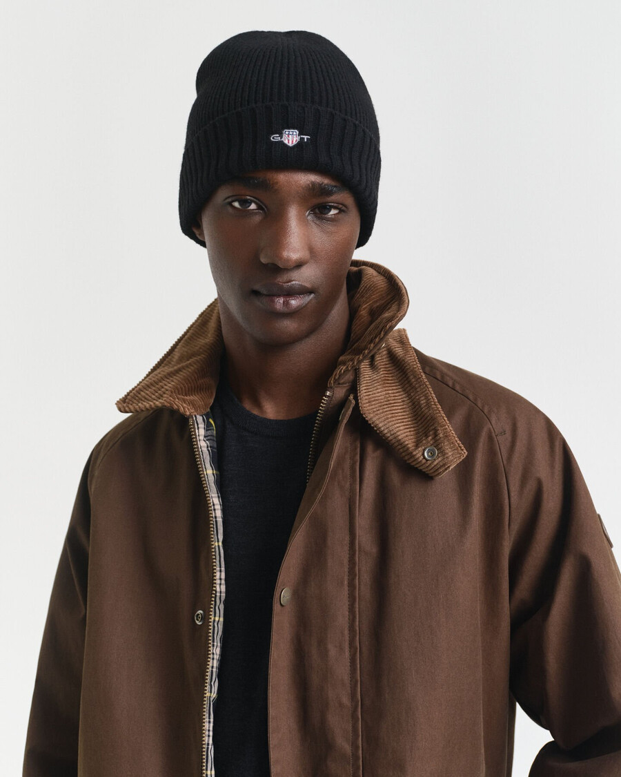 czapka wełniana shield wool beanie – czarna