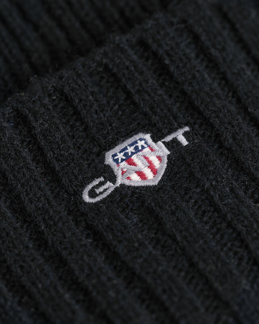 czapka wełniana shield wool beanie – czarna