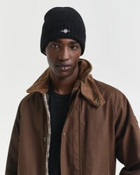 czapka wełniana shield wool beanie – czarna