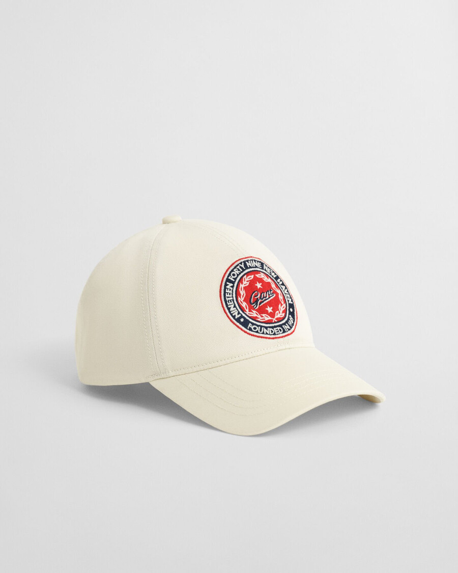 czapka z nadrukiem z bawełny twill – kremowa