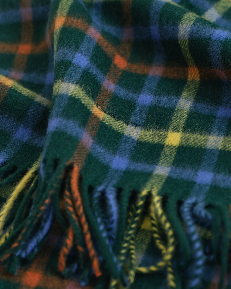 szalik wełniany w kratkę – tartan green