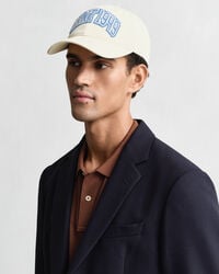 czapka z nadrukiem z bawełny twill – kremowa