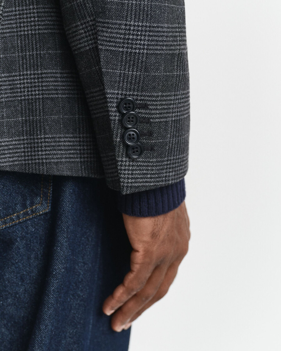 marynarka garniturowa glen check slim fit – antracytowy melanż