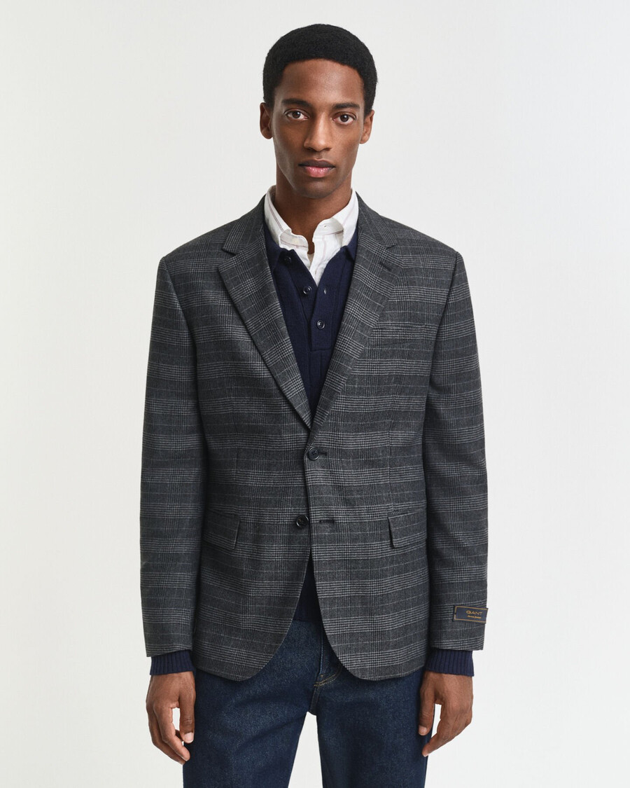 marynarka garniturowa glen check slim fit – antracytowy melanż