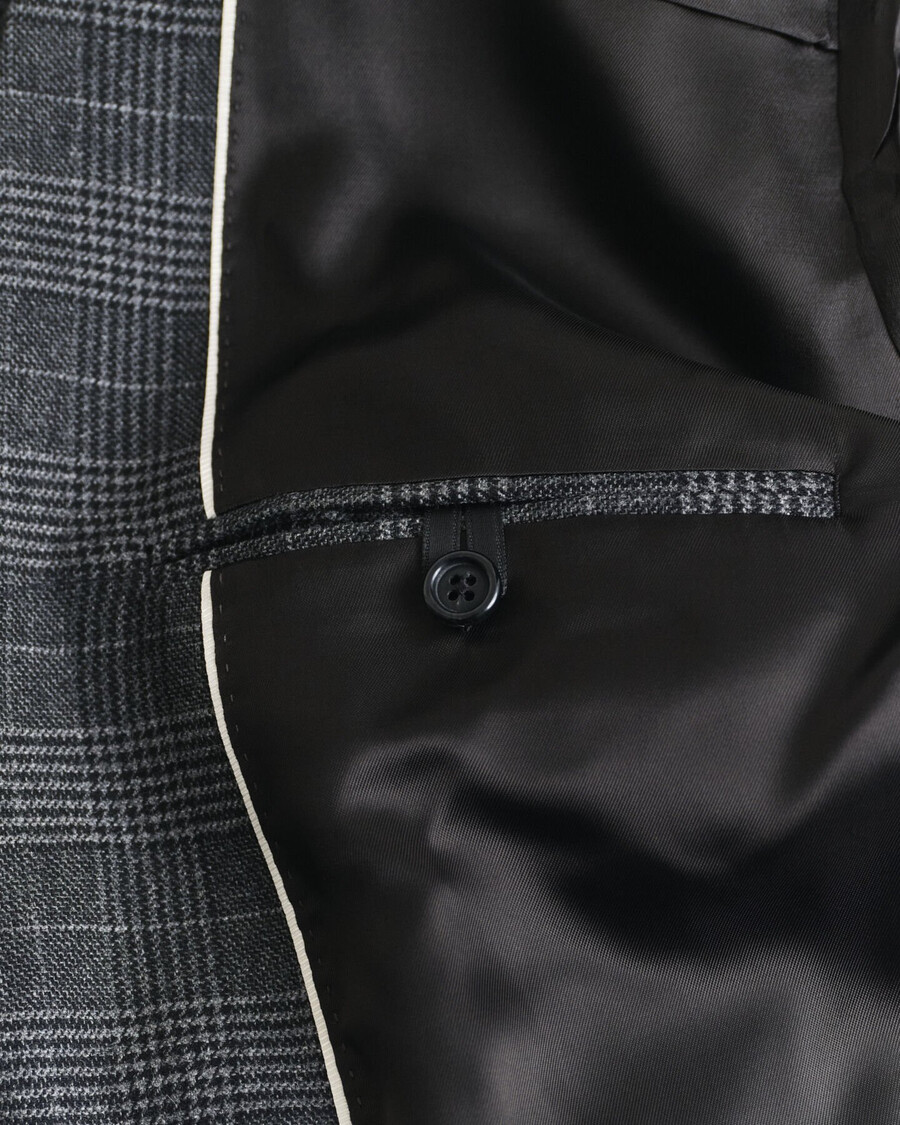 marynarka garniturowa glen check slim fit – antracytowy melanż