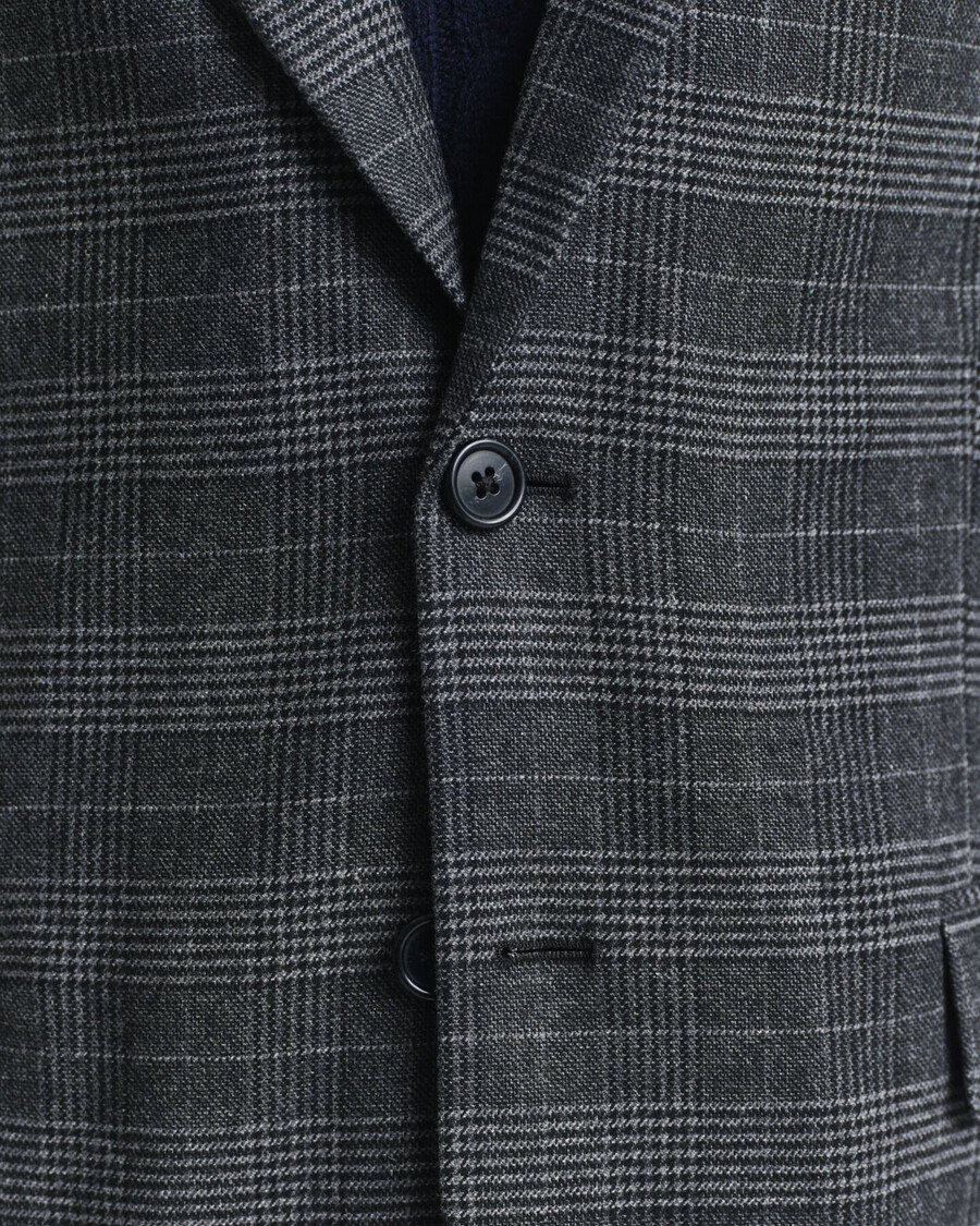 marynarka garniturowa glen check slim fit – antracytowy melanż