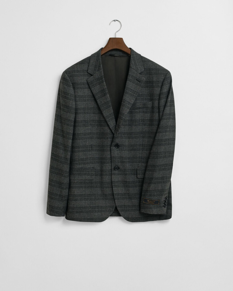 marynarka garniturowa glen check slim fit – antracytowy melanż