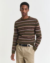sweter z okrągłym dekoltem fair isle – country green