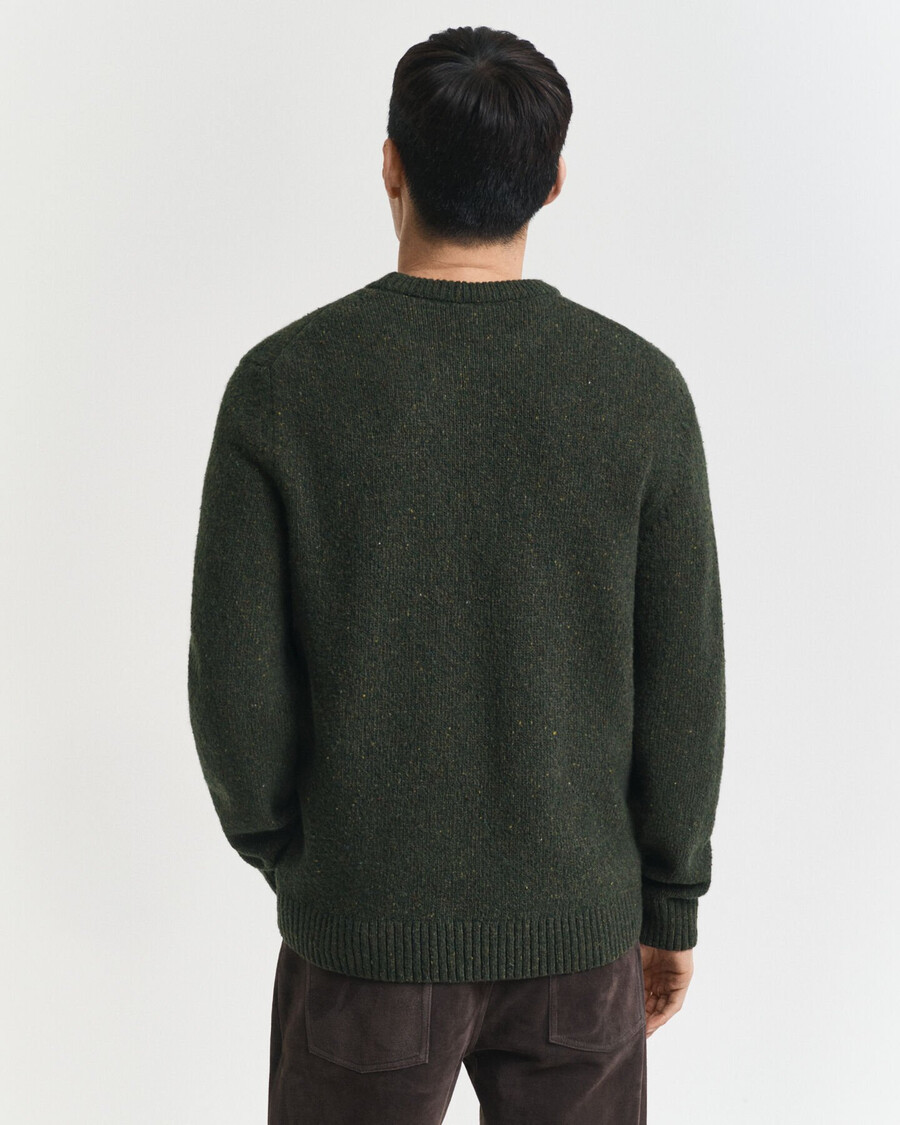 sweter nepps z mieszanki wełny z okrągłym dekoltem – country green