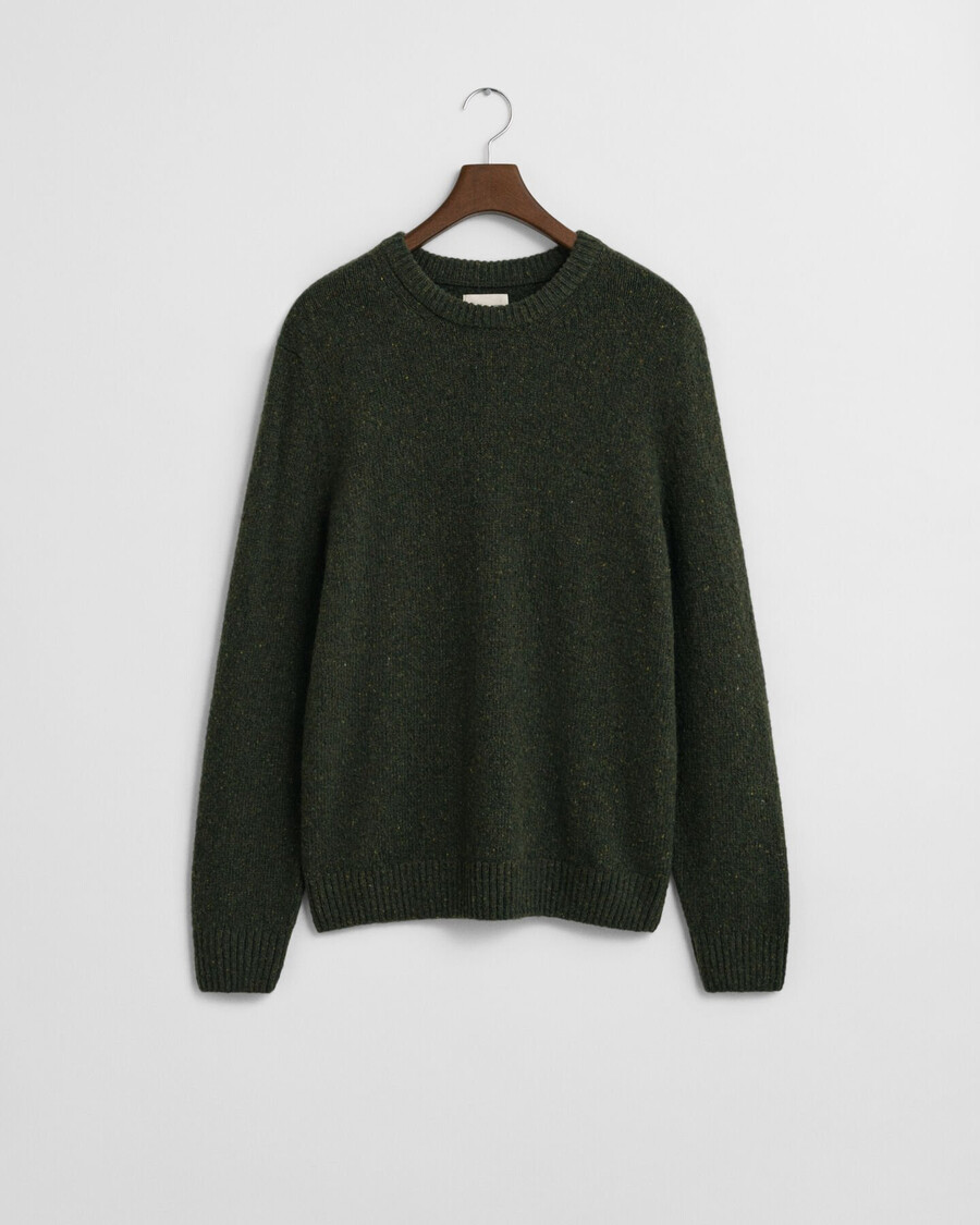 sweter nepps z mieszanki wełny z okrągłym dekoltem – country green