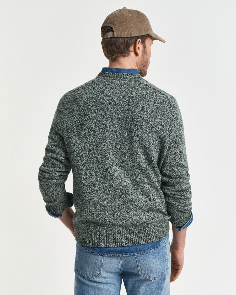 sweter mouliné z mieszanki wełny z okrągłym dekoltem – tartan green